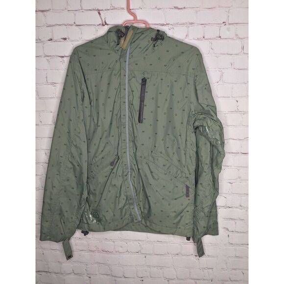686 Womens Size‎ Small  Full Zip   Jacket Windbreaker Raincoat Olive Green - Picture 4 of 11